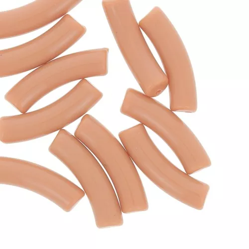 Perlas tubulares curvadas 32x8 mm en acrílico opaco - Marrón claro x6