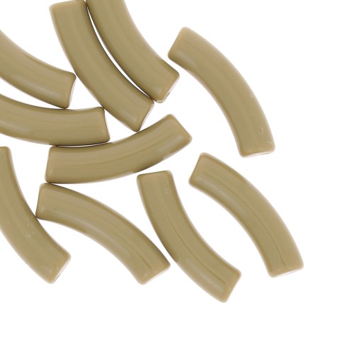 Cuentas de tubo curvadas de acrílico opaco 32x8 mm - Caqui x6