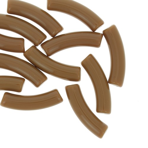 Perlas tubo curvadas de acrílico opaco 32x8 mm - Marrón x6
