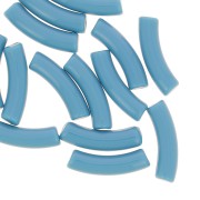 Perlas tubulares curvadas de 32x8 mm en acrílico opaco - Azul x6