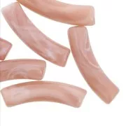 Cuentas acrílicas transparentes 32x8 mm tubo curvo - Marrón jaspeado - Blanco x6
