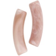 Cuentas acrílicas transparentes 32x8 mm tubo curvo - Marrón jaspeado - Blanco x6