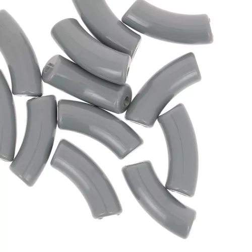 Perlas tubo curvadas 35x11 mm en acrílico opaco - Gris oscuro x6