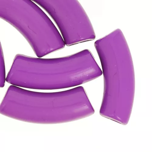 Cuentas tubo curvadas 35x11 mm en acrílico opaco - Ciruela x6