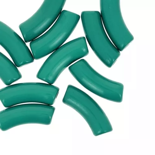Cuentas tubo curvadas 35x11 mm en acrílico opaco - Verde botella x6