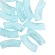 Cuentas tubo curvadas 35x11 mm en acrílico transparente Turquesa jaspeado - Blanco x6