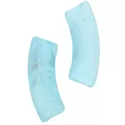 Abalorios acrílicos transparentes tubo curvo 35x11 mm Turquesa jaspeado - Blanco x6
