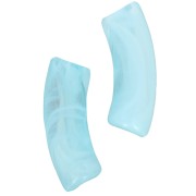 Cuentas tubo curvadas 35x11 mm en acrílico transparente Turquesa jaspeado - Blanco x6