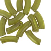 Cuentas acrílicas transparentes 35x11 mm tubo curvo - Oliva jaspeado x6