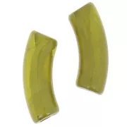 Cuentas acrílicas transparentes 35x11 mm tubo curvo - Oliva jaspeado x6