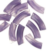 Cuentas acrílicas transparentes 35x11 mm tubo curvo - Violeta oscuro jaspeado x6