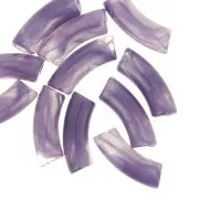 Cuentas acrílicas transparentes 35x11 mm tubo curvo - Violeta oscuro jaspeado x6