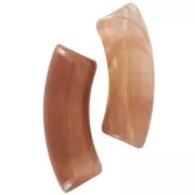 Cuentas acrílicas transparentes tubo curvo 35x11 mm - Marrón jaspeado x6