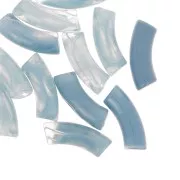 Tubo de cuentas curvadas 35x11 mm en acrílico transparente - Azul jaspeado Gris x6