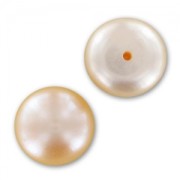 Cabujones semiperforados 10,5 mm - Perlas de agua dulce iridiscentes Peach x2