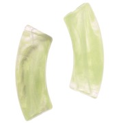 Cuentas de tubo curvadas 35x11 mm en acrílico transparente - Verde anís jaspeado x6