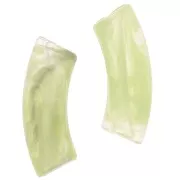 Cuentas de tubo curvadas 35x11 mm en acrílico transparente - Verde anís jaspeado x6
