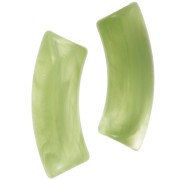 Cuentas tubo curvadas 35x11 mm en acrílico transparente - Mármol Verde Manzana x6