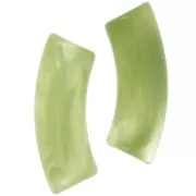 Cuentas tubo curvadas 35x11 mm en acrílico transparente - Mármol Verde Manzana x6