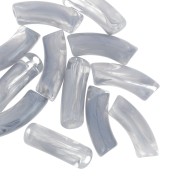 Perlas acrílicas transparentes 35x11 mm tubo curvado - Mármol gris x6