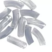 Perlas acrílicas transparentes 35x11 mm tubo curvado - Mármol gris x6