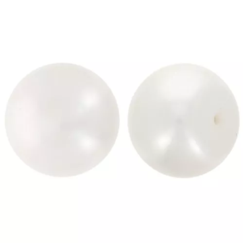 Cabujones semiperforados 10,5 mm - Perlas blancas iridiscentes de agua dulce x2