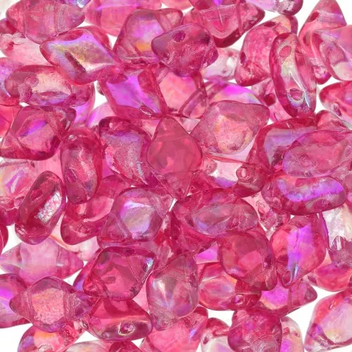 Cuentas de vidrio Gemduo 2 agujeros 8x5 mm - Summer Rainbow Pink x10g