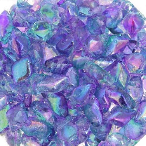 Cuentas de vidrio Gemduo 2 agujeros 8x5 mm - Summer Rainbow Light Blue x10g