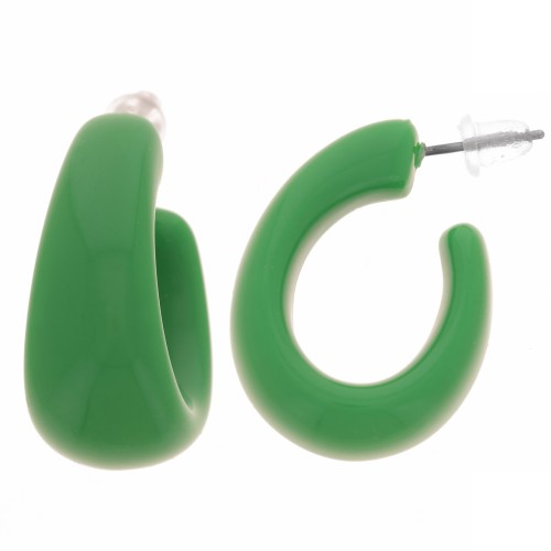 Pendientes de aro de 27 mm de ancho en resina opaca - Verde abeto x2
