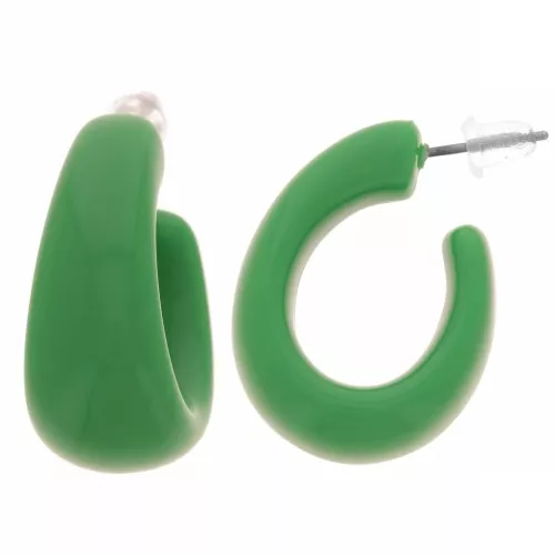 Pendientes de aro de 27 mm de ancho en resina opaca - Verde abeto x2