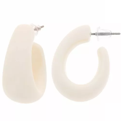 Pendientes de aro de 27 mm de ancho en resina opaca - Crudo x2