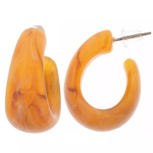 Pendientes de aro de 27 mm de ancho en resina translúcida - Apricot Marble x2