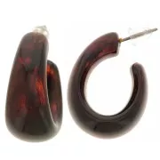 Créoles larges 27 mm en résine translucide - Ambre marbré x2