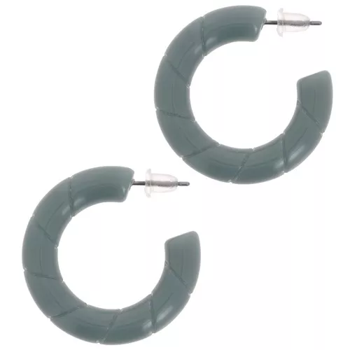 Pendientes de aro trenzado 31 mm en resina opaca - Celadon x2
