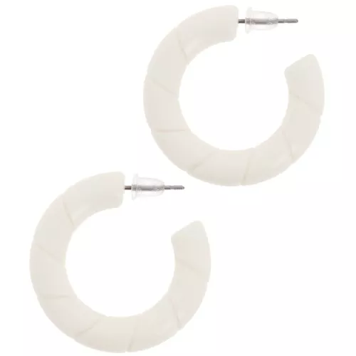 Pendientes de aro trenzado 31 mm en resina opaca - Crudo x2