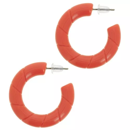 Pendientes de aro trenzado 31 mm en resina opaca - Terracota x2
