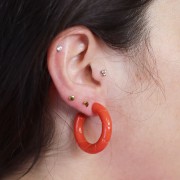 Pendientes de aro trenzado 31 mm en resina opaca - Terracota x2