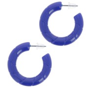 Pendientes de aro trenzado 31 mm en resina opaca - Azul oscuro x2|raw }}