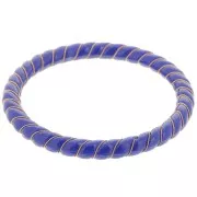 Collar pulsera trenzado de resina opaca con alambre de oro 64 mm - Azul oscuro x1