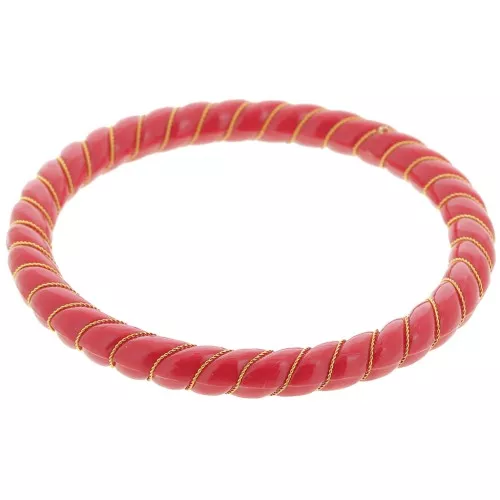 Collar pulsera trenzado de resina opaca con alambre de oro 64 mm - Rojo oscuro x1