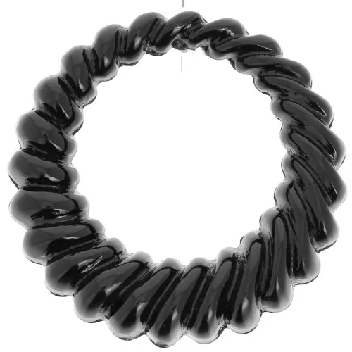 Colgante redondo hueco retorcido de resina opaca de 29 mm - Negro x1