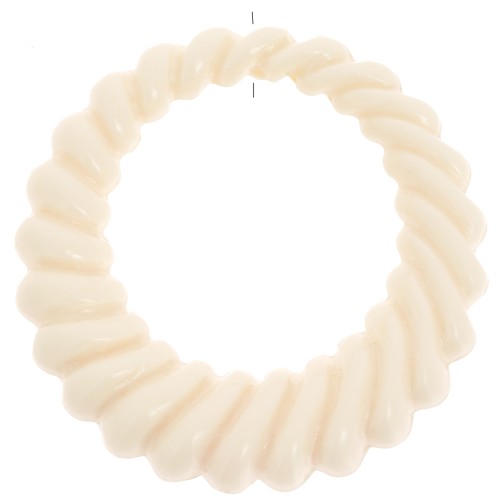 Colgante redondo hueco trenzado de resina opaca 29 mm - Crudo x1