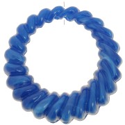 Colgante redondo hueco trenzado de resina opaca 29 mm - Azul real jaspeado x1