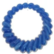 Colgante - Dije - Pendentif rond évidé torsadé 29 mm en résine opaque - Bleu royal marbré x1 Pendentif rond évidé torsadé 29 mm en résine opaque - Bleu royal marbré x1