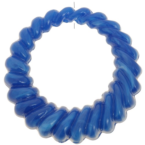 Colgante redondo hueco trenzado de resina opaca 29 mm - Azul real jaspeado x1