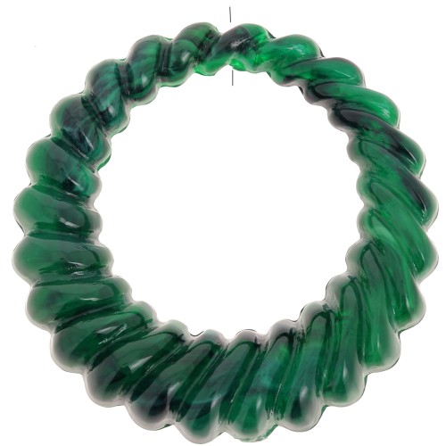 Colgante redondo hueco retorcido de resina opaca 29 mm - Verde oscuro jaspeado x1