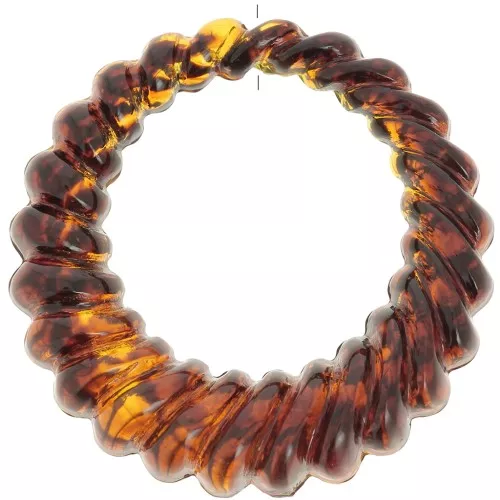 Colgante redondo hueco trenzado de resina translúcida 29 mm - Ámbar jaspeado x1