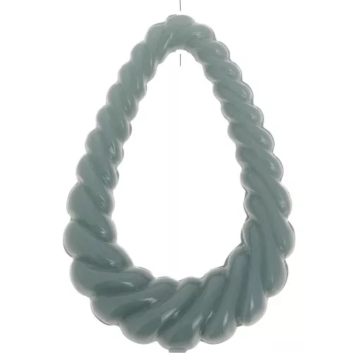 Colgante gota hueca retorcida 36x24,5 mm en resina opaca - Celadón x1