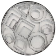 Juego de 24 cortapastas de acero inoxidable para modelar - Geométricos
