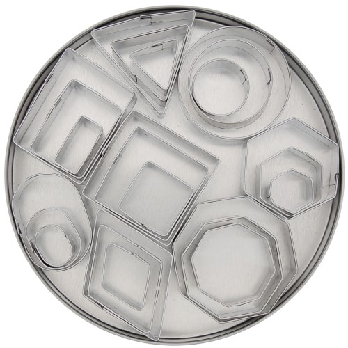 Juego de 24 cortapastas de acero inoxidable para modelar - Geométricos